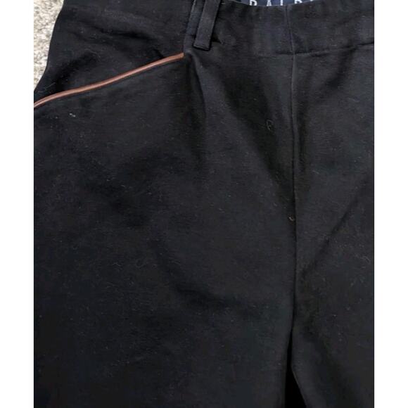 Vintage 90s Ralph Lauren Leather Trim Pants Women 6 Black Camel Tan Trousers - Picture 10 of 13